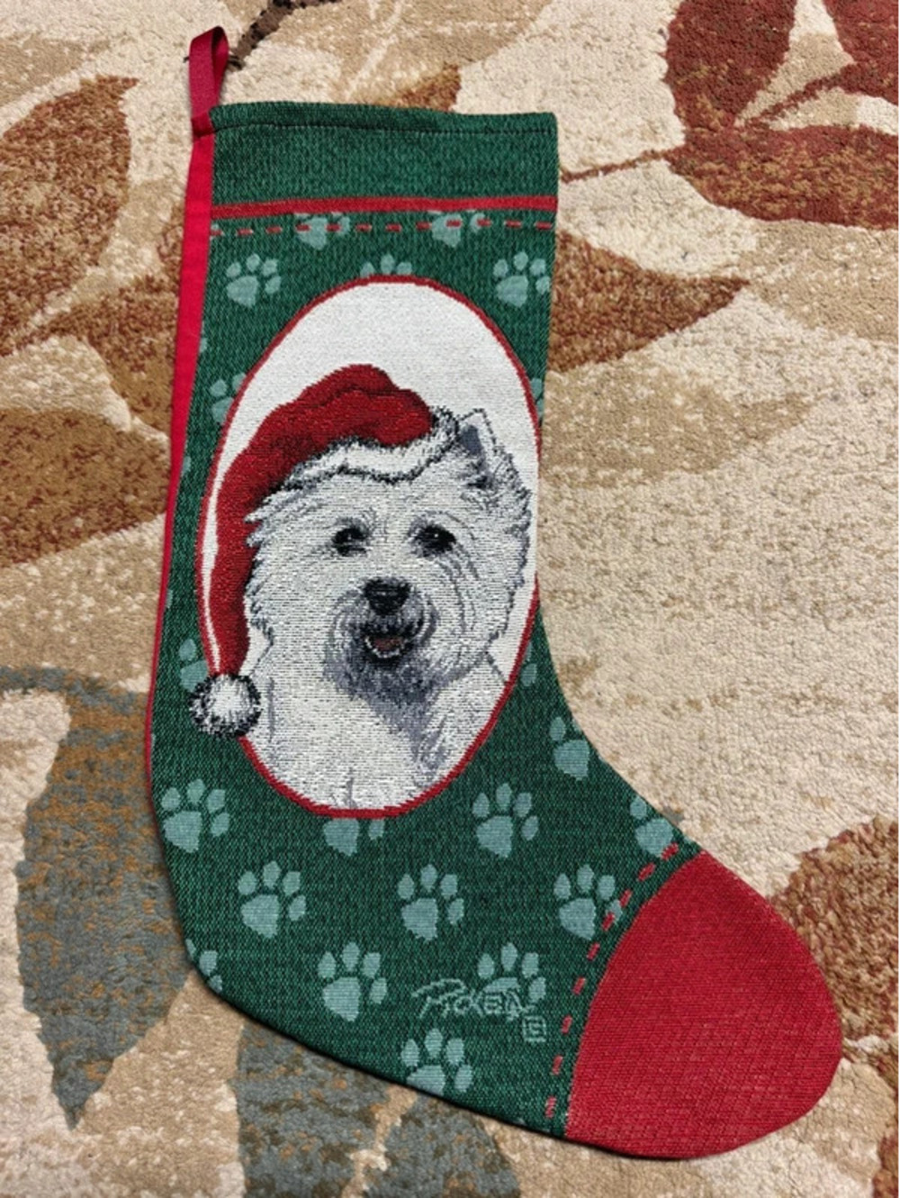 Linda Picken West Highland Terrier Dog Christmas Stocking
